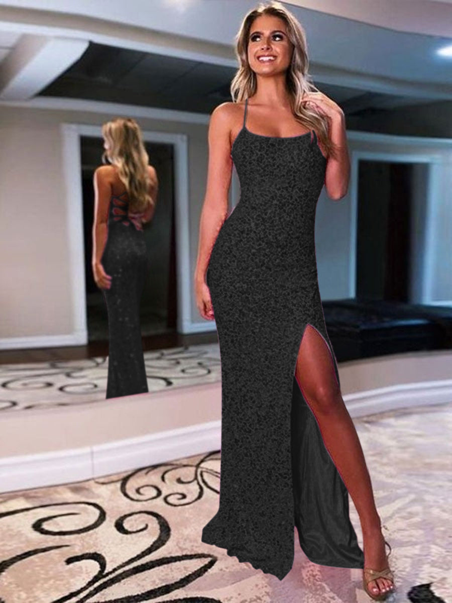 Black Prom Dress Spaghetti Strap Tulle Applique Ball Gowns Formal Dresses  Long Sweetheart Side Slit Sleeveless Floor Length Evennig Party Gowns  Custom at Amazon Women's Clothing store